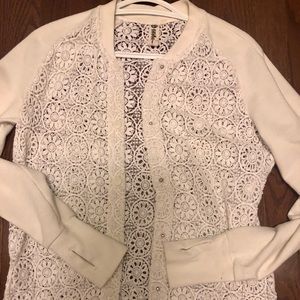 Titika off-white/cream crochet button up sweater